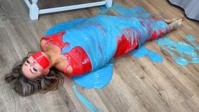 Bri Bri Olivia gets gunged while mummified (HD)