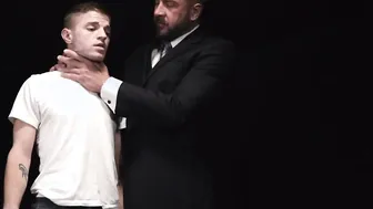 Muscular dom Dolf teases and torments his bound twink sub