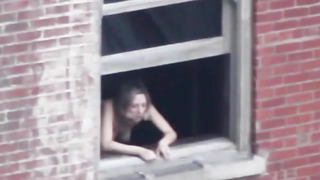Lusty chick has a thing for getting ravaged at the window, in the middle of the day