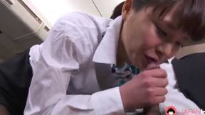 Haruka Miura: Japanese Stewardess Gives Uncensored Cock Blowjob On Flight