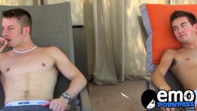 Austin Lucas and Philip Ashton in hardcore group blowjob