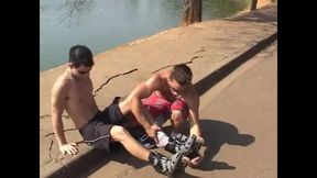 Beautiful gays lick each other..