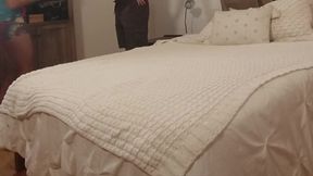 Hot wife films her hubby banging a natural brunette in POV BTS