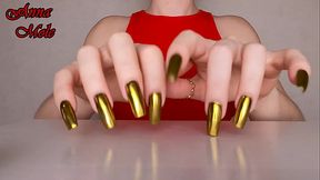 Tapping fingers Golden nails Hand Fetish