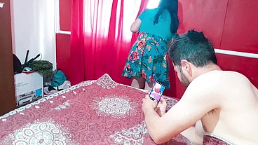I went to my stepson's bedroom and I surprised him spying on my ass. I opened his bed and he had his thick hard cock. We fucked with passion.