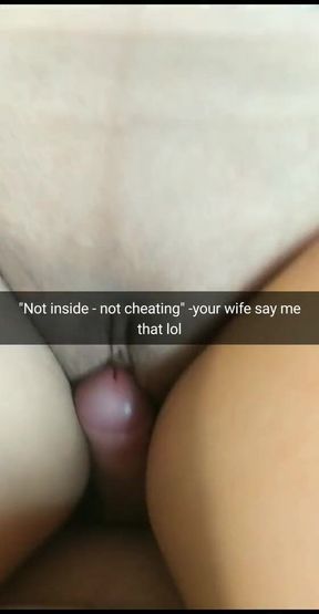 Not inside-  not cheating! He only rub my pussy and cum on it! - Cuckold captions - Milky Mari