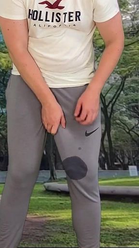 Outdoor Cum in Grey Sweatpants