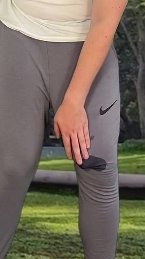 Outdoor Cum in Grey Sweatpants