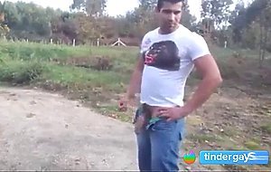Playing with cock and jerks off outside- HOOOT