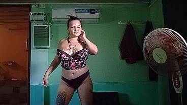 It's hot, but she is dancing and wants me to fuck her from behind