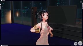 3D HENTAI Chinese girl rubs her breasts on your cock
