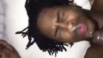 Amateur Black Guy Gets a Big Cock Blowjob and Facial