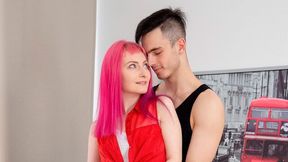 Pink-haired angel Alien Fox and a hard penis in her wet pussy