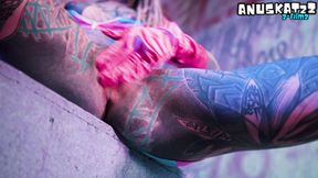Tattoo Girl Solo Double Penetration with Toys - ANAL Mastrubation - ATM, goth, punk, DP