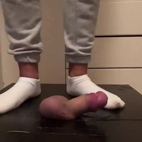 Cock Trample and Ballbusting with My White Ankle Socks