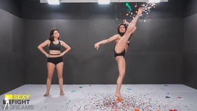 SFD819 Elena vs Lara – Balloon popping fury driven by seductive legs and sharp kicks