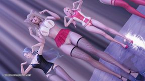 [MMD] T ara - BunnyStyle naked dance Ahri Kaisa Seraphine sexy Kpop dance league of legends KDA 4K 60FPS