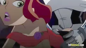 Redhead Rides Cyborg Cock While Twin Dicks Fill Her Tight Pussy Ass