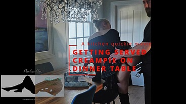 Kitchen quickie with dinner table creampie