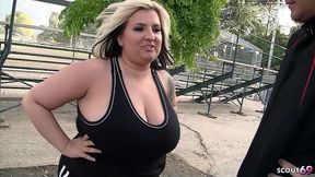 blonde bbw chubby girl with big pierced natural tits seduce her coach to cheating fuck
