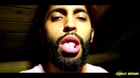 jerking my big uncut cock in the cabin in the woods cumshot - camilo brown