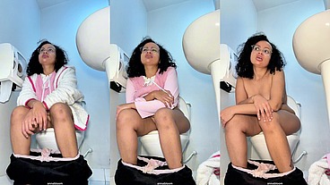 Public Toilet Farts at Gas Station Desperate and Loud Farts with Bloated Belly
