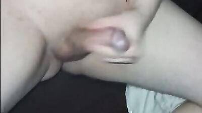 Chubby persistent teen plays with his cock and balls until he cums