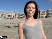 Teen Sadie Blake POV blowjob in a public car