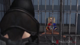 Batman bangs a horny cuffed Harley Quinn in jail