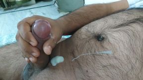 Mature old man shaved chubby uncut black sexy cock cumshot handjob