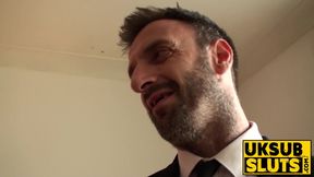 UKSubSluts com - Redhead babe gets throat fucked by a dominant male