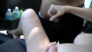 Exhibitionist Wife 66 - Russian MILF Tatiana Jerks Off Voyeur In Her Car After Nude Beach!