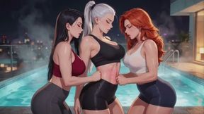 Belly Button Fetish Stories #2B: Bound Navel Match to Pool Plunge (Animated)