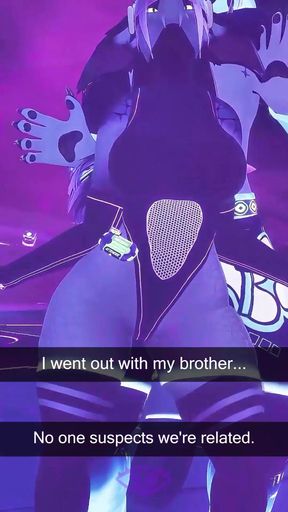 Fur-suit sister gets a lap dance from her brother while he wiggles