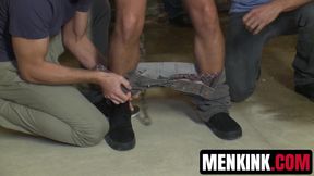 Dominic Pacifico loses his hole to Spencer Reed in warehouse gangbang