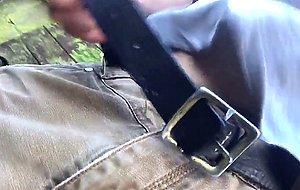 Showing my satin panties to a stranger outdoors