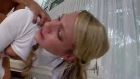 Hot girl playing piano gets fucked by a sweaty worker