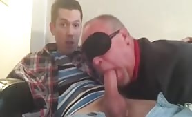 Older guy sucks younger stoned guy's cock...