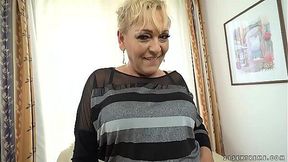 Big-titted BBW grandma takes a deep pounding from younger stud