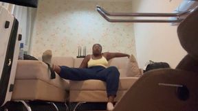 Giantess Goddess Catches Tiny Pet trying to Escape Stinky sock and foot crush humiliation