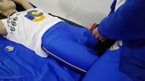 Shemale Cums on Dummy Uniform in Hot Fetish Scene