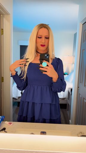 HOTTEST Blonde Crossdresser Looking In Mirror