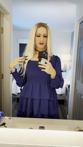 HOTTEST Blonde Crossdresser Looking In Mirror