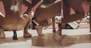 Ass Gaping Squirting Wrecked By Giant Black Dildo Flood