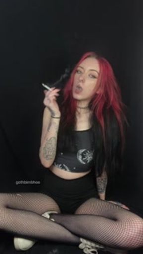 Emo Girl Smoking in Fishnets &amp; Dirty White Sneakers