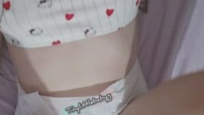 Soft diaper lover moments Tinylittlebabyg rubs her diaper, boobs and feet in this simple little video
