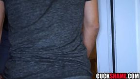 Cuckold hubby helps wife hook up with big cock stud