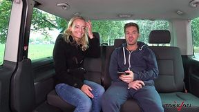 Lustful blonde from the street Amy gives a blowjob and gets fucked in the van