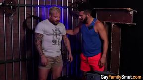 Gay stepbrothers fuck in bdsm dungeon