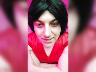 Red Gothic White Femboy With Half Tights